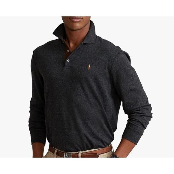 Polo Ralph Lauren Mens Flesh Pony Logo Longsleeve Polo Shirt Black size Tall 4XL - Picture 7 of 11